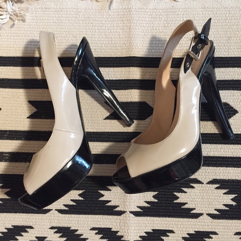 Guess Nude Slingback Peeptoe Heels Sz 7.5